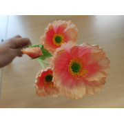 Vlčí máky,  textilní dekorace, květina růžová - žíhaná 60cm